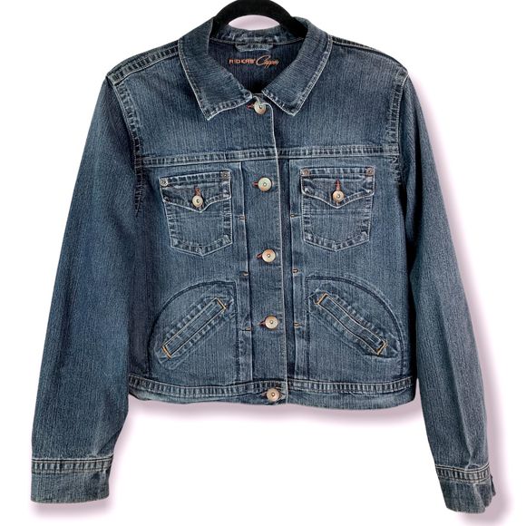 Floral Denim Jacket Hand Painted Jean Artisan Chic Country Girl Wearable Art - Picture 3 of 12